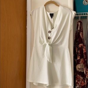 Cute button up cream romper size M